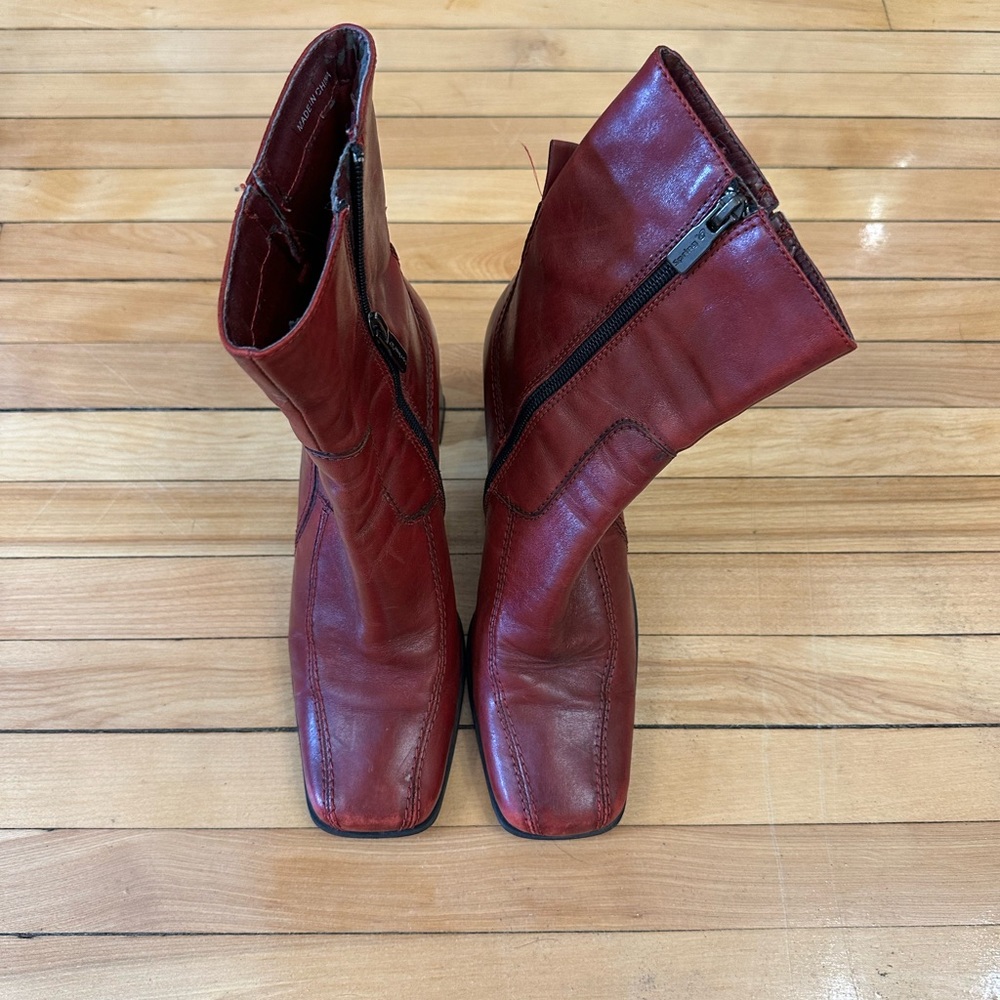 Women's Red Leather Boots